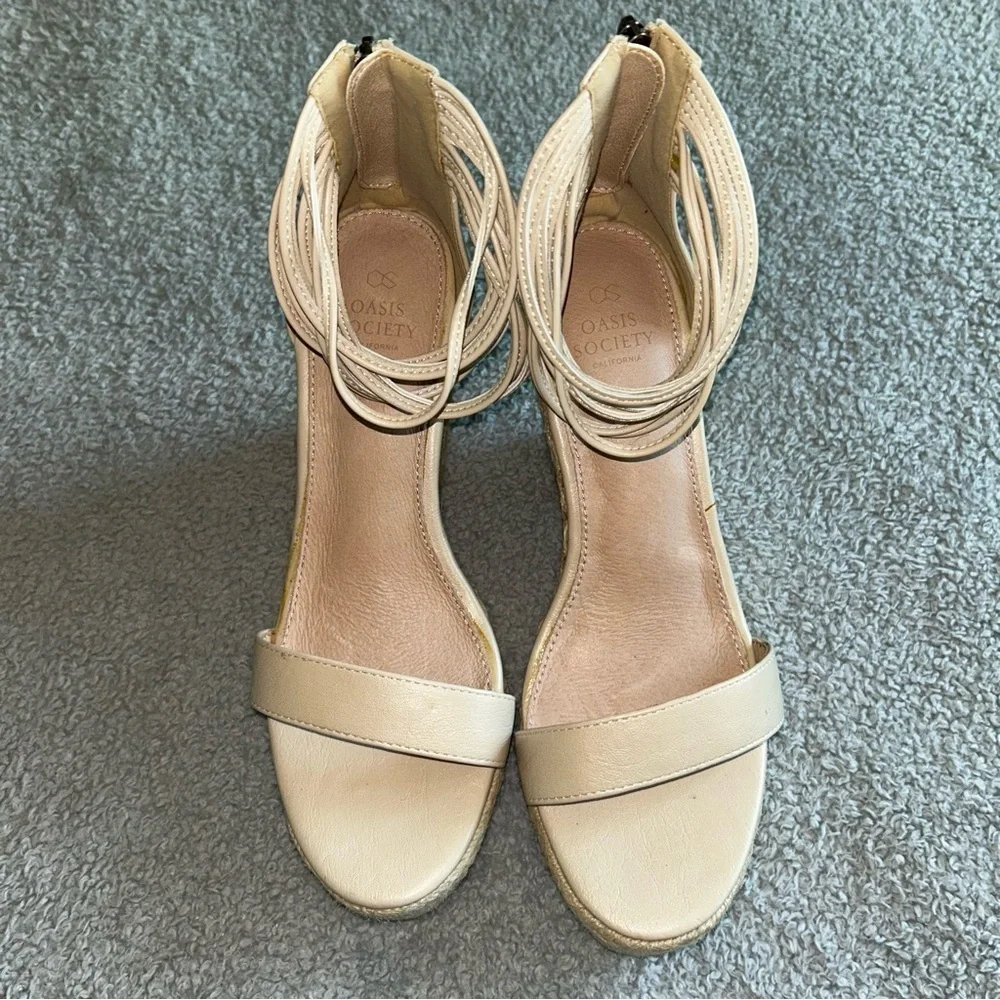 Society Women's Cream Wedge Sandals